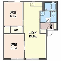 フロレスタＮ 1階2LDKの間取り