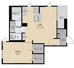 サンシャイン S 1階1LDKの間取り