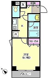 アルテ池上 4階1Kの間取り