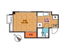 サンライズ山田 3階1Kの間取り