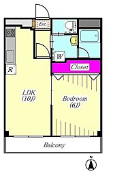 エーワンハイム 1LDKの間取図画像