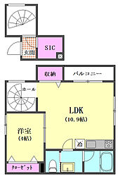 プティバンドゥソレイユ 1LDKの間取図画像