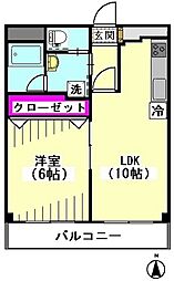 エーワンハイム 1LDKの間取図画像
