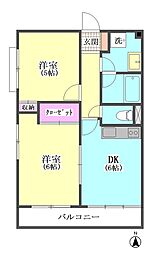シティパレス 2DKの間取図画像