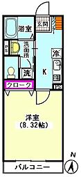ベルパーク 1Kの間取図画像