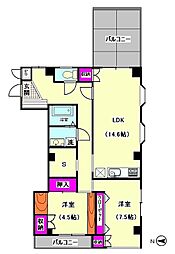 フルール・フラグランス・マンション 2SLDKの間取図画像