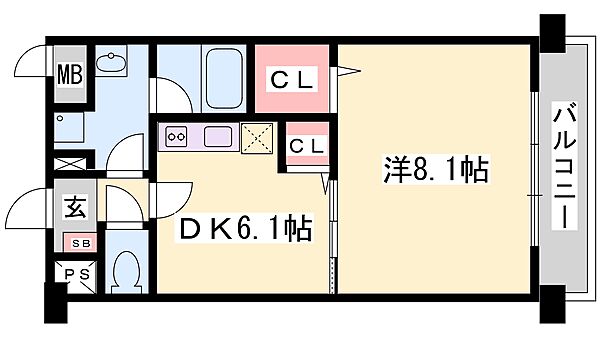 兵庫県姫路市東延末１丁目(賃貸マンション1DK・4階・37.77㎡)の写真 その2