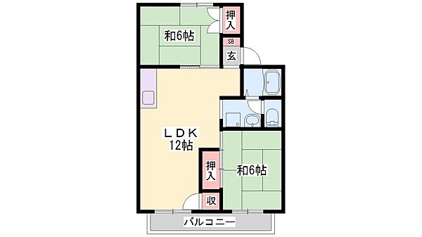 兵庫県姫路市飾磨区中野田３丁目(賃貸アパート2LDK・2階・53.46㎡)の写真 その2