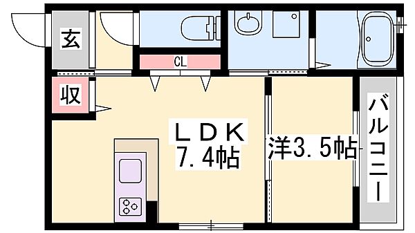 兵庫県加古川市平岡町新在家(賃貸アパート1LDK・1階・28.16㎡)の写真 その2