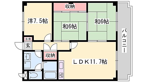 兵庫県姫路市東今宿３丁目(賃貸マンション3LDK・3階・63.85㎡)の写真 その2