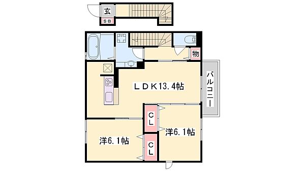 兵庫県西脇市和田町(賃貸アパート2LDK・2階・64.90㎡)の写真 その2