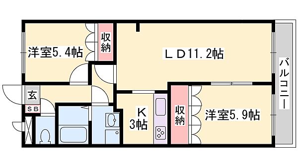 兵庫県姫路市花田町小川(賃貸アパート2LDK・2階・57.85㎡)の写真 その2