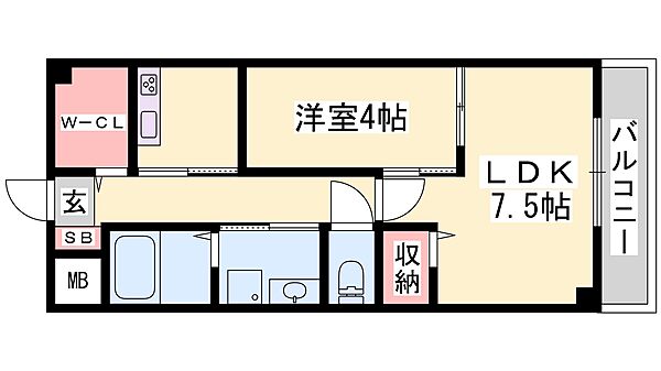 兵庫県姫路市飾磨区加茂(賃貸アパート1LDK・1階・40.50㎡)の写真 その2