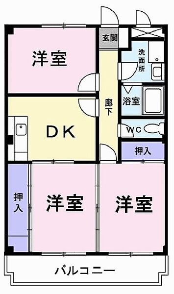 兵庫県加東市上滝野(賃貸マンション3DK・3階・56.07㎡)の写真 その2