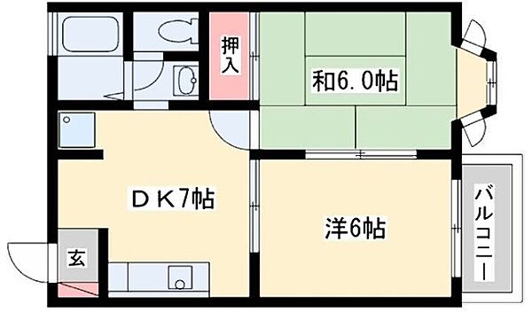 兵庫県高砂市荒井町中新町(賃貸アパート2DK・1階・39.60㎡)の写真 その1