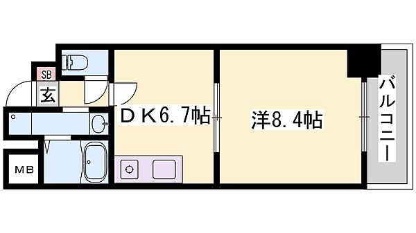 兵庫県姫路市北条(賃貸マンション1DK・3階・34.31㎡)の写真 その2