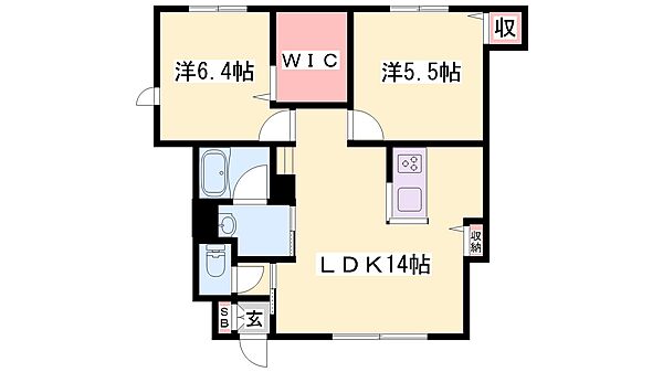 兵庫県姫路市四郷町東阿保(賃貸アパート2LDK・1階・57.02㎡)の写真 その2