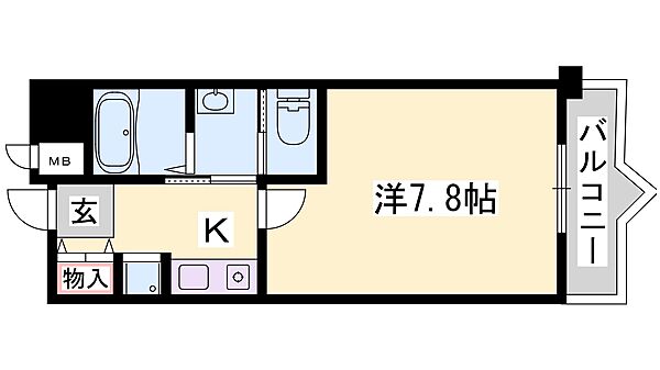 兵庫県姫路市吉田町(賃貸マンション1K・5階・24.97㎡)の写真 その2