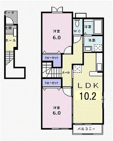 兵庫県西脇市野村町(賃貸アパート2LDK・2階・57.22㎡)の写真 その2