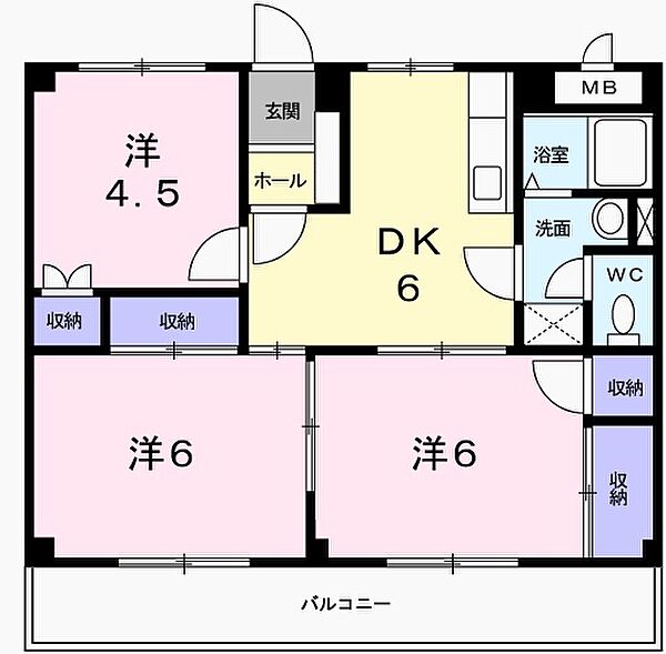 兵庫県姫路市西庄(賃貸マンション3DK・2階・55.88㎡)の写真 その2