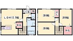 JR姫新線 播磨新宮駅 徒歩22分の賃貸アパート 1階3LDKの間取り