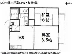 JR姫新線 東觜崎駅 12.6kmの賃貸アパート 2階2LDKの間取り