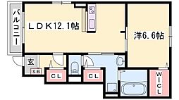 JR播但線 仁豊野駅 徒歩8分の賃貸アパート 1階1LDKの間取り