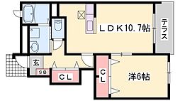 JR東海道・山陽本線 土山駅 徒歩32分の賃貸アパート 1階1LDKの間取り