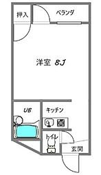 JR播但線 野里駅 徒歩13分の賃貸マンション 1階1Kの間取り