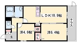 北条鉄道 北条町駅 徒歩4分の賃貸マンション 3階2LDKの間取り
