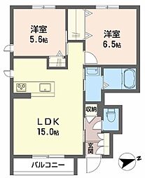 北条鉄道 田原駅 徒歩25分の賃貸アパート 1階2LDKの間取り