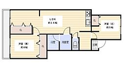 アネックス堂本 2LDKの間取図画像