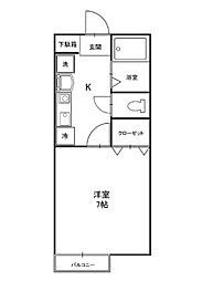 エトランス西坂 1Kの間取図画像