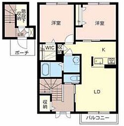 リジェール 2LDKの間取図画像