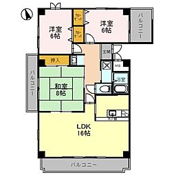 コーポ堂の前 3LDKの間取図画像