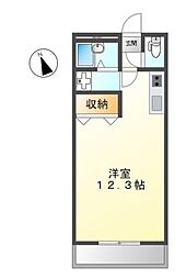 グリーンコート野里 ワンルームの間取図画像