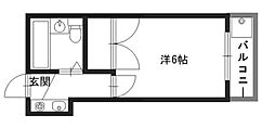 ヴァンヴェール宮西 ワンルームの間取図画像