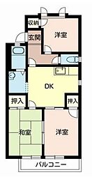 ガーデンハイツ緑ケ丘E棟 3DKの間取図画像