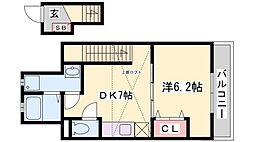 エバーソレーユ 1DKの間取図画像