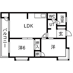 レオパレス2 2LDKの間取図画像