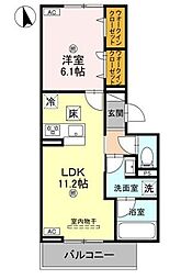 D's阿保 1LDKの間取図画像
