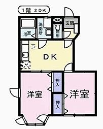 S&R2 2DKの間取図画像