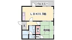 船場スカイハイツ 1LDKの間取図画像