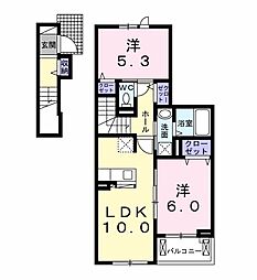 フェリア垣内 2LDKの間取図画像