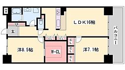 キャッスルコート飾磨弐番館 2LDKの間取図画像