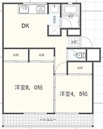 野口マンション 2DKの間取図画像