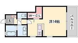 レーゾンピーコック ワンルームの間取図画像