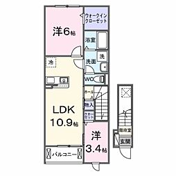 サンリット荒川 2LDKの間取図画像