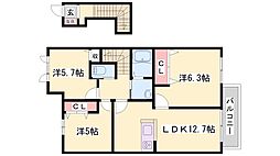 マストコート加古川南D棟 3LDKの間取図画像