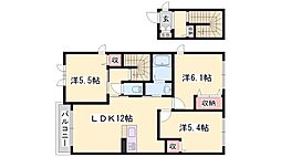 ヴィラーチェ尾上 3LDKの間取図画像